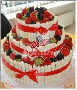 Svatební dort s ovocem č.169. oříšková tmavý